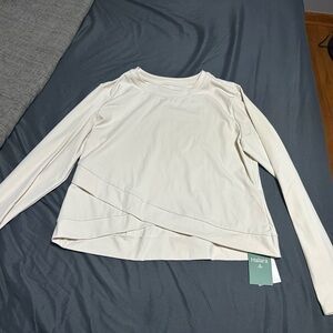 Halara Long Sleeve Crop Top - Ivory/Cream